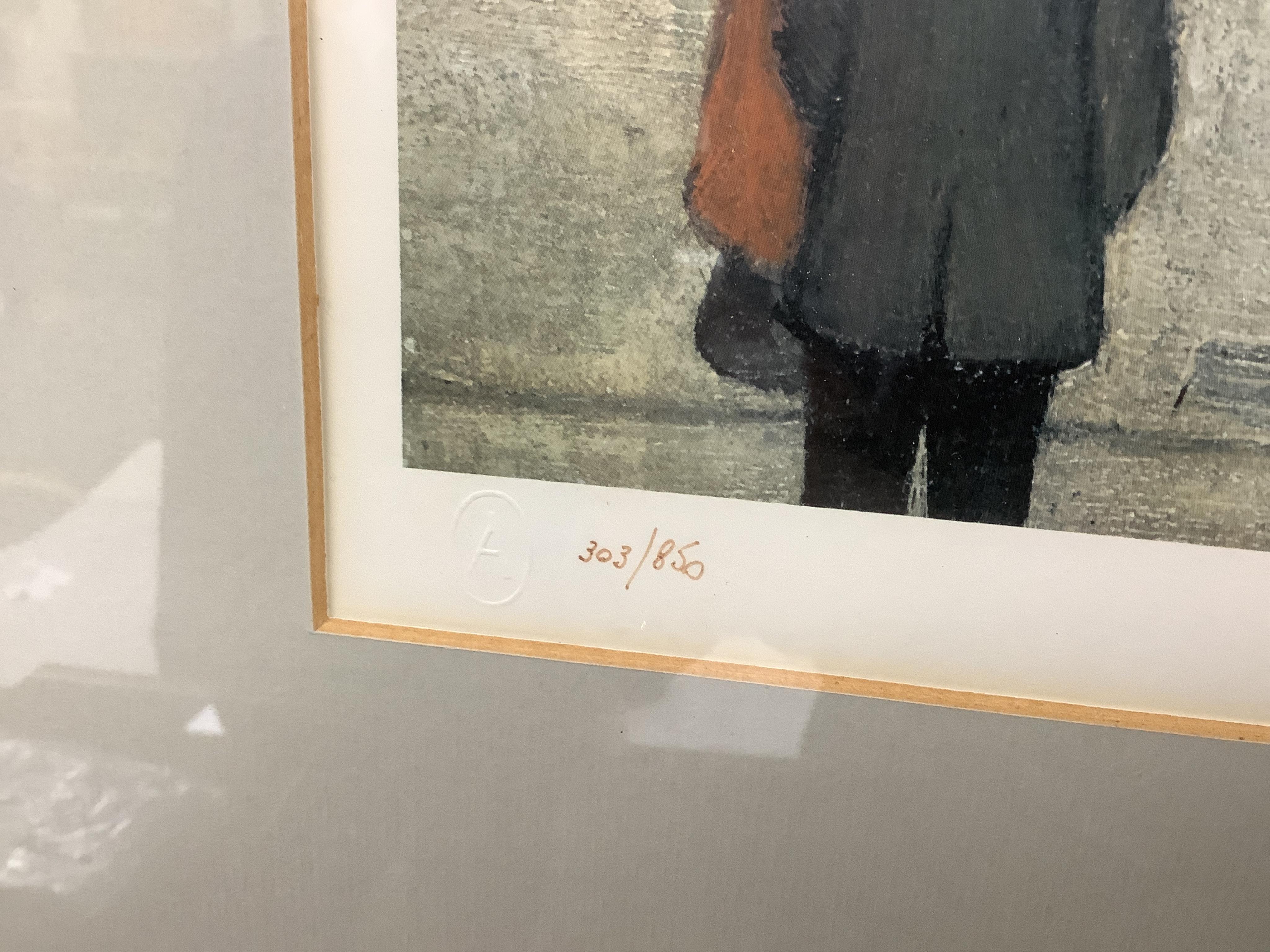 After Laurence Stephen Lowry RBA RA (1887-1976), ‘The Arrest’, hand numbered 303/850, blindstamped, A, limited edition colour print, 55 x 44cm